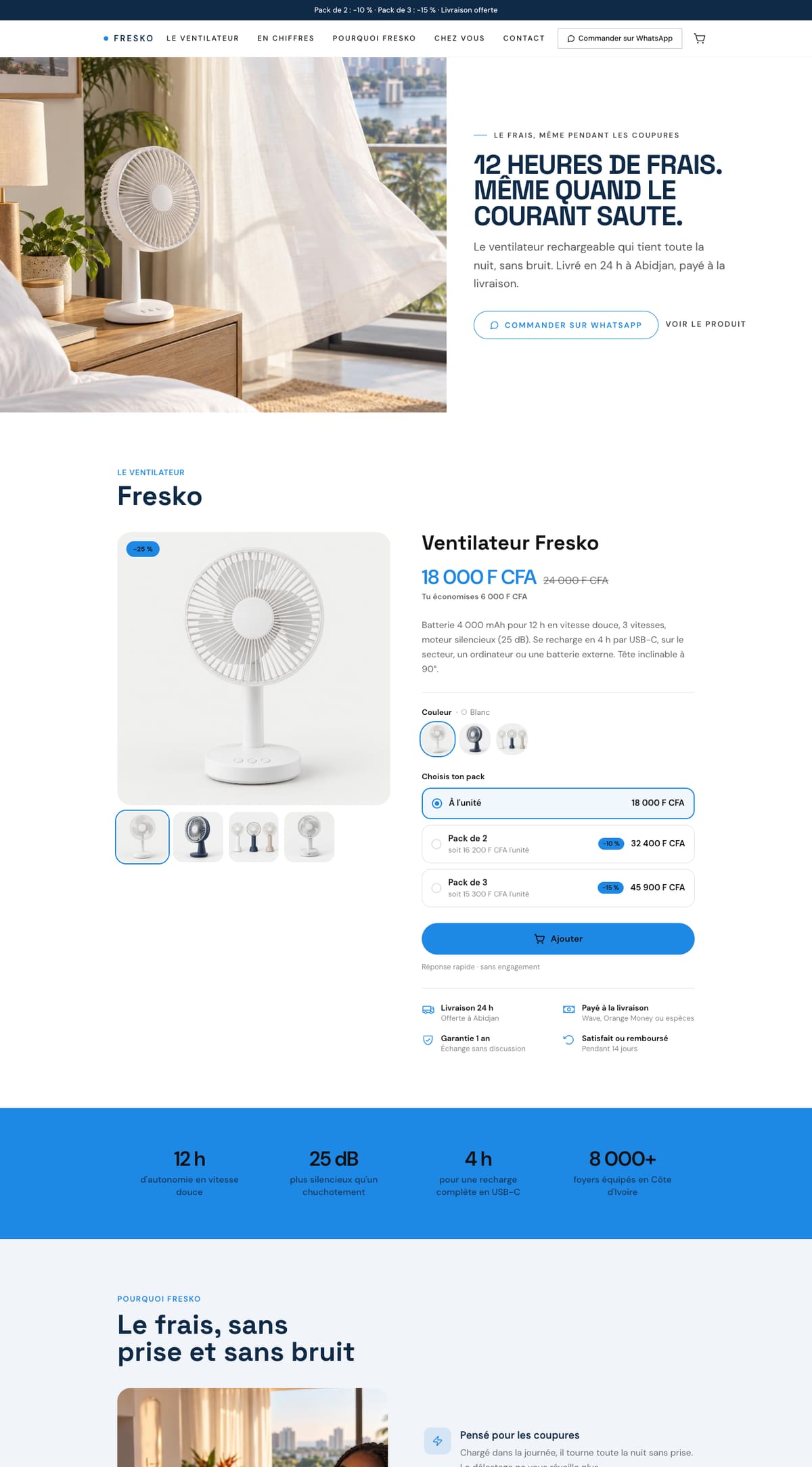 Fresko — Ventilateur rechargeable