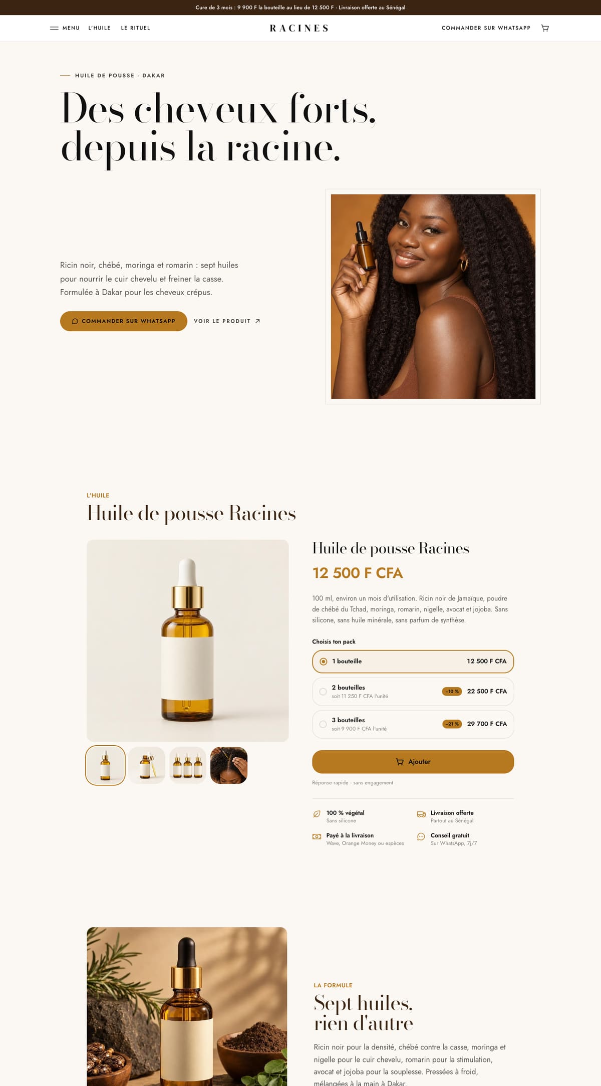 Racines — Huile capillaire